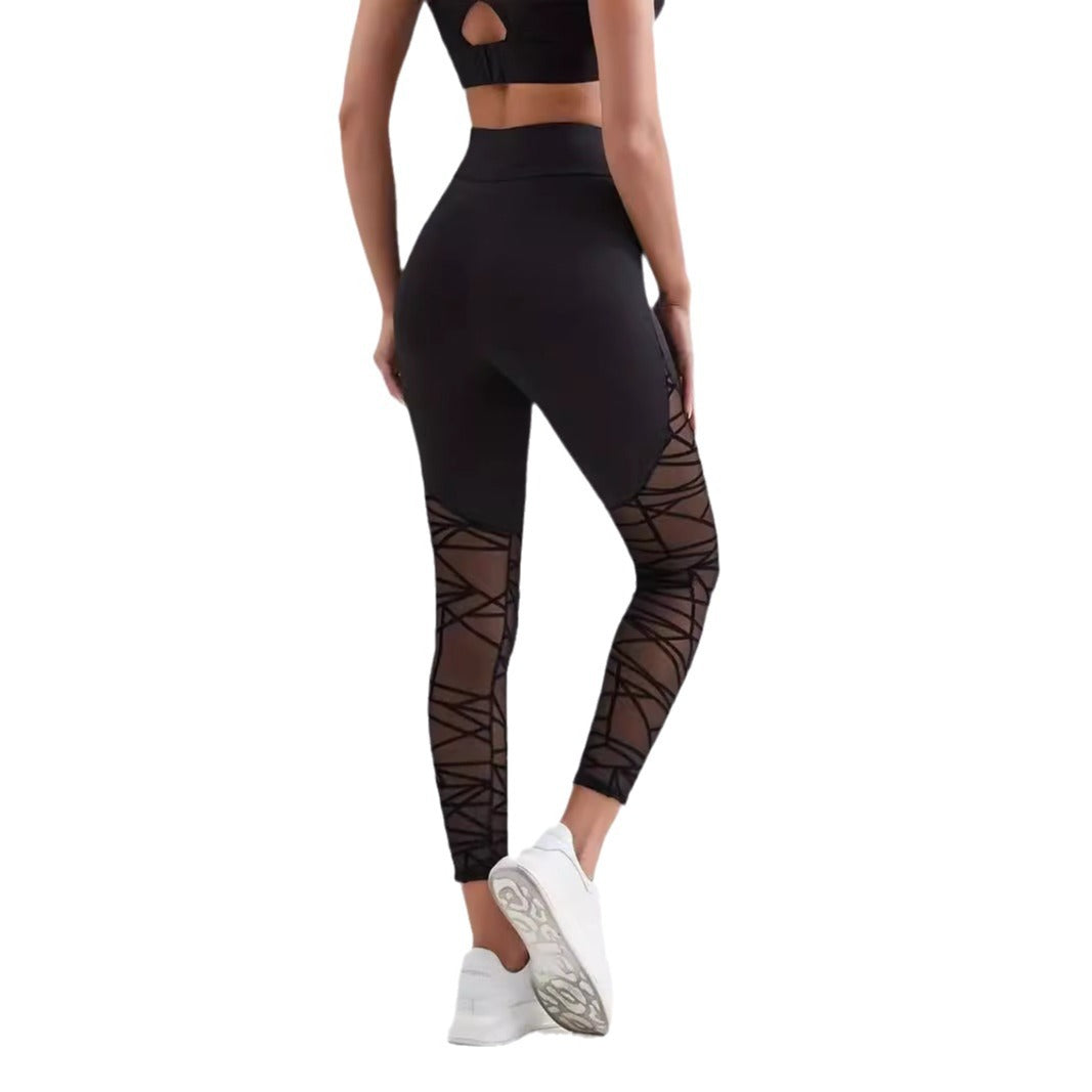 Contrast Color Stitching Running Pants Belly Tighting Hip Yoga Clothing Fitness Sports Naked Tight Leggings High Waist Cross-border