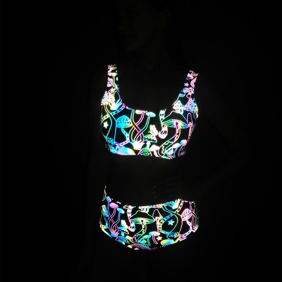 New Zebra Pattern Colorful Reflective Split Swimsuit European and American Women's High Waist Pants bikini Swimsuit Laser bikini